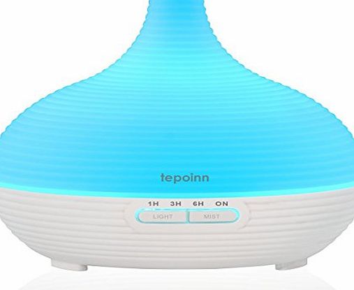 Tepoinn [New Version] 300ml Aroma Diffuser Aromatherapy Essential Oil Diffuser Ultrasonic Cool Mist Humidifier Air Purifier with Waterless AUTO Shut Off and 7 Color Changing LED Lights and 4 Timer Set